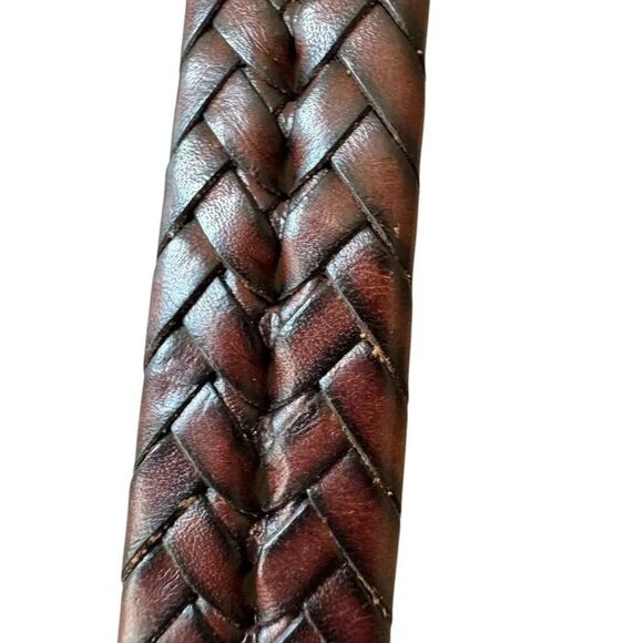 Brighton Women\'s Brown Braided  Woven Leather Brown Belt with Metal Studs Sz M/L main image 5